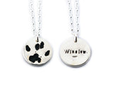 Silver Cat or Dog Paw Print Necklace or Keychain - Paw Print Jewelry