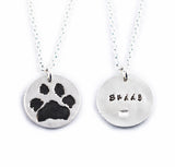 Silver Cat or Dog Paw Print Necklace or Keychain - Paw Print Jewelry