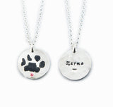 Silver Cat or Dog Paw Print Necklace or Keychain - Paw Print Jewelry