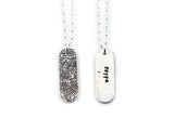 Fingerprint Necklace using an ink print - Memorial fingerprint jewelry - Pill Shape