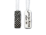 Actual Writing Signature and Design on a Silver Rectangle Shape Pendant
