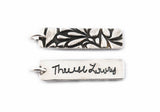 Actual Writing Signature and Design on a Silver Rectangle Shape Pendant