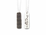 Actual Writing Signature and Design on a Silver Rectangle Shape Pendant