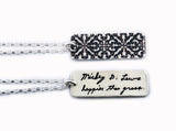 Actual Writing Signature and Design on a Silver Rectangle Shape Pendant