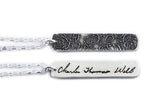 Actual Writing Signature and Design on a Silver Rectangle Shape Pendant