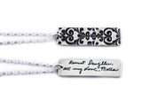 Actual Writing Signature and Design on a Silver Rectangle Shape Pendant