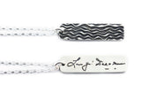 Actual Writing Signature and Design on a Silver Rectangle Shape Pendant