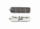 Actual Writing Signature and Design on a Silver Rectangle Shape Pendant