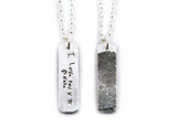 Actual Writing Signature and Fingerprint on a Silver Rectangle Pendant