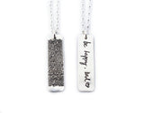 Actual Writing Signature and Fingerprint on a Silver Rectangle Pendant