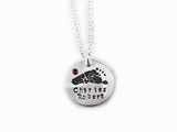 Keepsake Baby Footprint or handprint pendant with Name and Birthstone