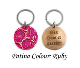 Actual HANDWRITING Keychain - Rustic Design With Colour & Handwriting Bronze Circle Keychain