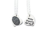 Actual Writing Signature and Fingerprint on a Silver Whimsical Heart Shape Pendant