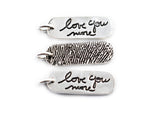 Actual Writing Signature and Fingerprint on a Pill Shaped Silver Pendant