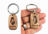 Bronze Fingerprint Impression Keychain - 1 or 2 Prints