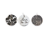Actual Writing Signature and Design on a Silver Circle Shape Pendant - Small