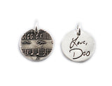 Actual Writing Signature and Design on a Silver Circle Shape Pendant - Small
