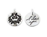 Actual Writing Signature and Design on a Silver Circle Shape Pendant - Small