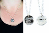 Small Silver Cat or Dog Partial Paw Print Necklace - Circle Shape