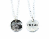 Small Silver Cat or Dog Partial Paw Print Necklace - Circle Shape