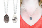 Small Tear Drop Fingerprint and Handwriting Necklace