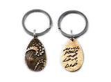 Actual HANDWRITING Jewelry Signature Bronze Keychain - teardrop shape