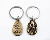 Actual HANDWRITING Jewelry Signature Bronze Keychain - teardrop shape