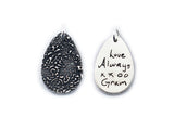 Actual Writing Signature and Design on a Silver Teardrop Shape Pendant