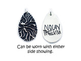 Actual Writing Signature and Design on a Silver Teardrop Shape Pendant