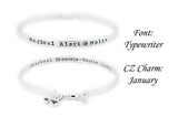 Fashionable Medical Alert ID Bangle - Women and Teens Sterling Silver Bracelet