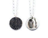Hidden Fingerprint Pendant with name and design of choice on the front