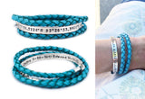 Coordinates Leather Wrap Bracelet - Leather and Silver Bracelet - Unisex Bracelet