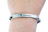 Medical Alert Leather and Sterling Silver Fashionable Medical ID Bracelet - Unisex