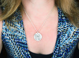 Actual Writing Signature and Design on a Silver Circle Shape Pendant
