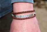 Coordinates Leather Wrap Bracelet - Leather and Silver Bracelet - Unisex Bracelet