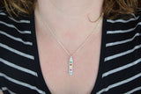 Silver Birthstone Family bark texture Necklace