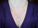 Actual Writing Signature and Design on a Silver Circle Shape Pendant - Small