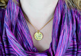 24k Gold Plated Actual Writing Signature and Design on a Silver Circle Shape Pendant