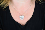 Actual Writing Signature and Fingerprint on a Silver Symmetrical Heart Shape Pendant