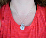 Actual Writing Signature and Design on a Silver Teardrop Shape Pendant