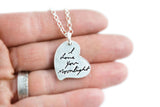 Your Loved One's Actual Handwriting on a Double Sided Silver Heart Shape Pendant