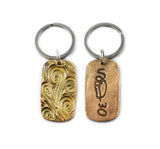 Actual HANDWRITING Keychain - Rustic Design With Colour & Handwriting Bronze Dog Tag Keychain