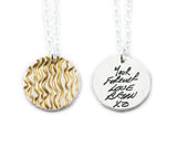 Actual Writing Signature and Colour Design on a Silver Circle Shape Pendant