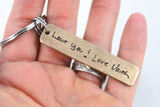 Actual HANDWRITING Keychain - Rustic Design & Handwriting Bronze Rectangle Keychain