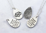 Fingerprint on a Silver Teardrop Shape Pendant