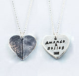 Pet Print and Owner's Fingerprint Silver Pendant Necklace