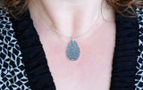 Fingerprint on a Silver Teardrop Shape Pendant