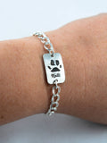 Cat and/or Dog Paw Prints on a Custom Silver Pendant Bracelet - Pet Print Jewelry