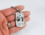 Silver Hand and Footprint Keychain