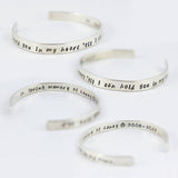 Sterling Silver Memorial Cuff Bracelet - Loss of parent, baby or pet